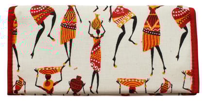 Mandhania Handcrafted Warli Print Women Wallet|Clutch|Ladies Purse Pack 1 Redish