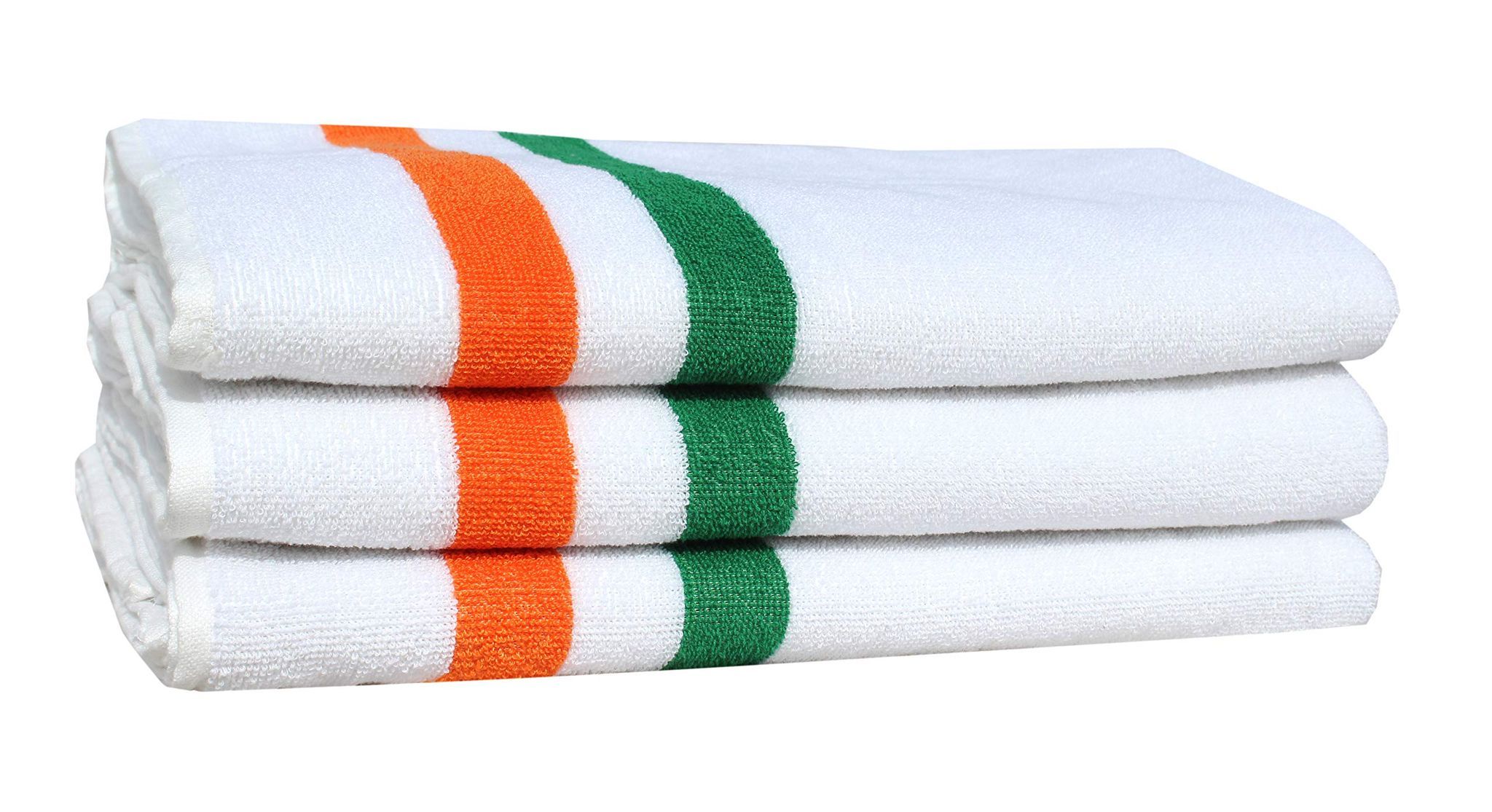 Mandhania Indian Tricolor Cotton Bath Towel 400 GSM (28x57) Pack of 3