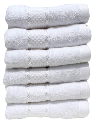 Mandhania Premium Cotton Hand Towels for Home, Hotel & Spa, Super Absorbent & Soft, Antibacterial 550 GSM White Cotton Hand Towels Pack of 6