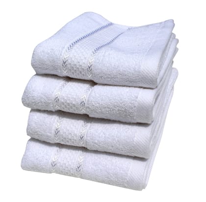 Mandhania Premium Cotton Hand Towels for Home, Hotel & Spa, Super Absorbent & Soft, Antibacterial 550 GSM White Cotton Hand Towels Pack of 4