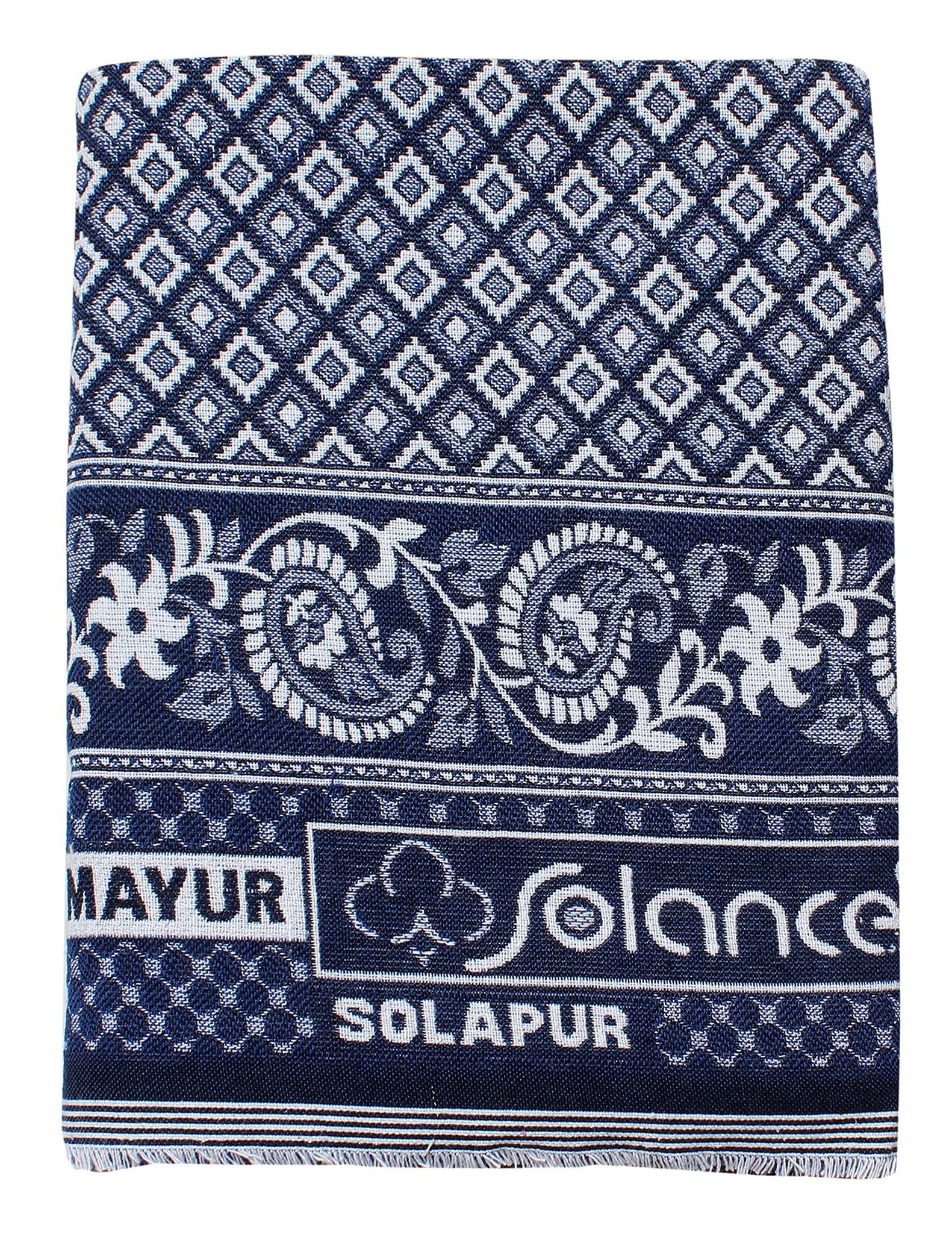 Mandhania Mayur Solapur Chaddar 100% Cotton Dailyuse Single Bed Blanket Pack of 1 Blue, Durable