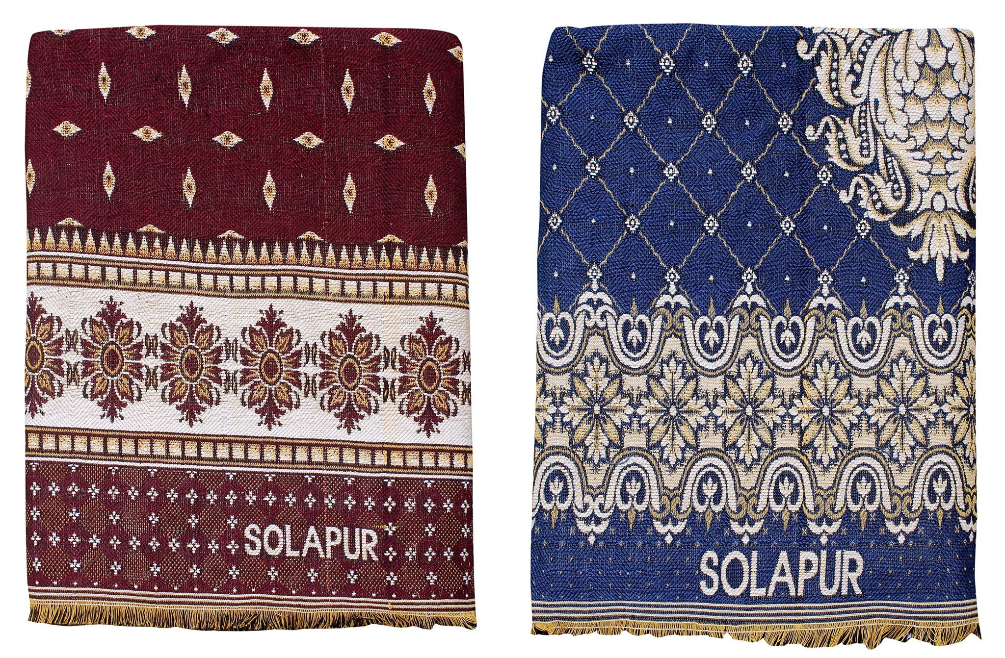 Solance Cotton Solapur Carpet, Dhurrie, Rug, Galicha (Multicolour, 58 inch x 88 inch) Pack of 2