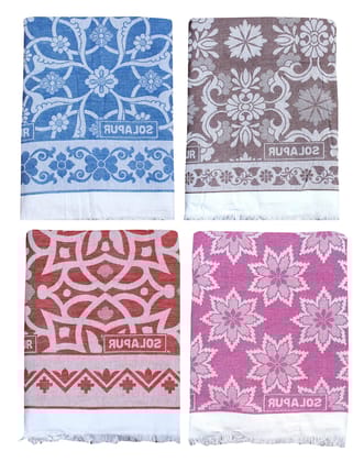 Mandhania Super Soft Premium Light Weight Solapur Chaddar 100% Cotton Dailyuse Single Bed Blanket Pack of 4 (404)