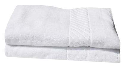 Mandhania Lovely White Cotton Bath Towels 450 GSM (28x57) Pack of 6