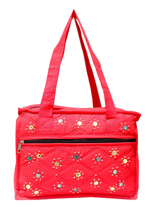 Mandhania Eco Friendly Cotton Mirror Patchwork Shoulder Bag for Women Red
