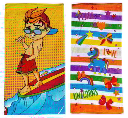 Mandhania Cotton Cartoon Printed Kids Bath Towels for Boys N Girls Pack of 2 Mandhania Cotton Cartoon Printed Kids Bath Towels for Boys N Girls Pack of 2