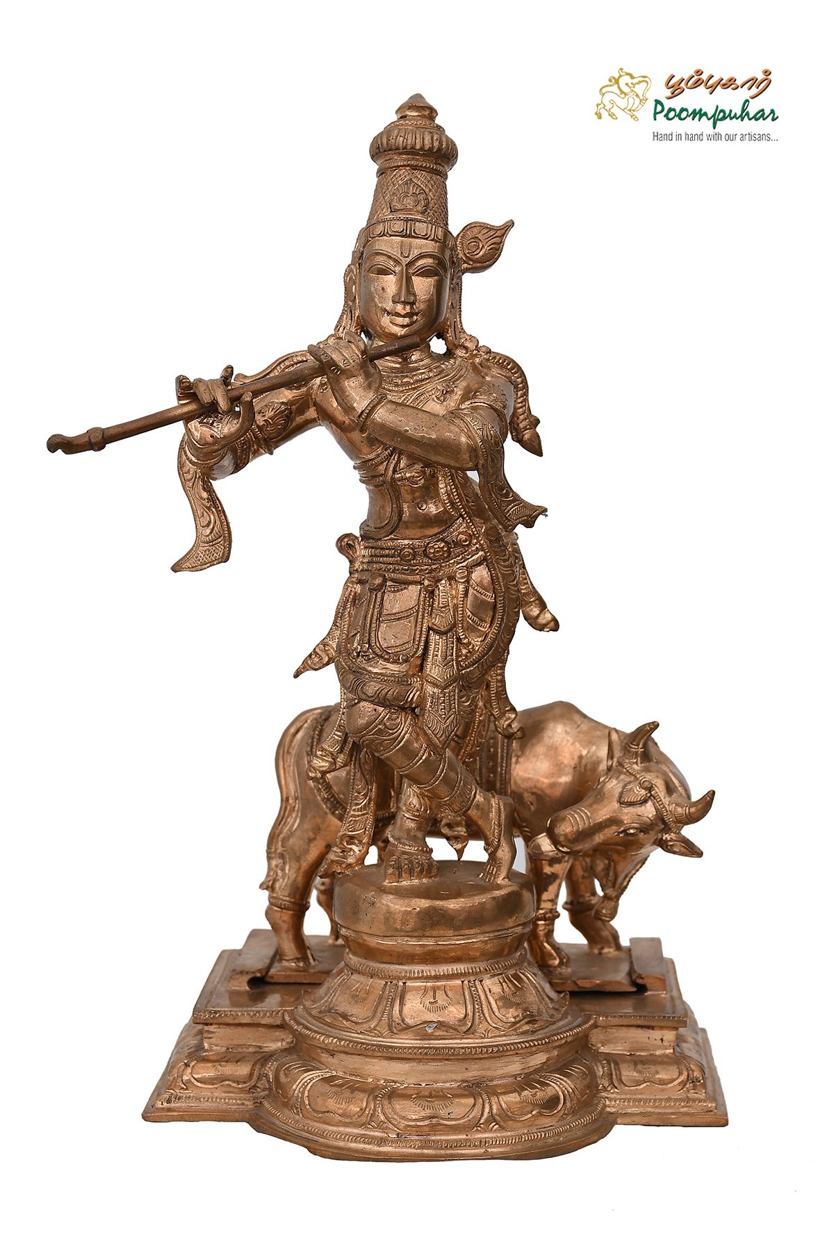 BRONZE 12IN COW KRISHNA