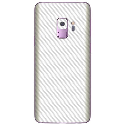 FCS White Carbon Fiber Mobile Back Screen Protector Skin wrap (Not Back Case/Cover) for Samsung Galaxy S9 With Camera Protector (Back+Camera) | Pack of 2