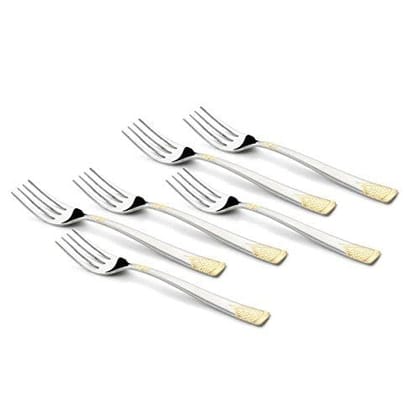 FnS August Premium Food Grade Stainless Steel 24 Karat Gold Plated Dessert Fork (Set of 6) FnS August Premium Food Grade Stainless Steel 24 Karat Gold Plated Dessert Fork (Set of 6)