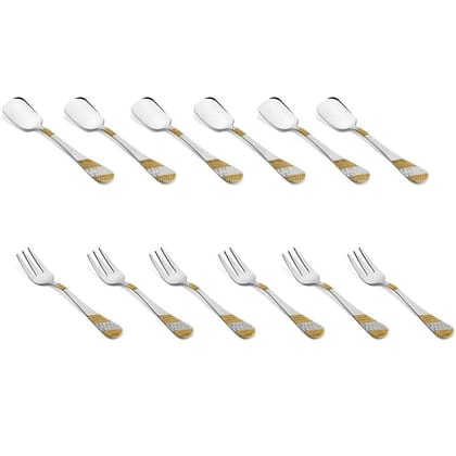 FNS International Pvt Ltd Imperio Ice-Cream Spoon and Fruit Fork (Silver) -Combo Set of 12 FNS International Pvt Ltd Imperio Ice-Cream Spoon and Fruit Fork (Silver) -Combo Set of 12
