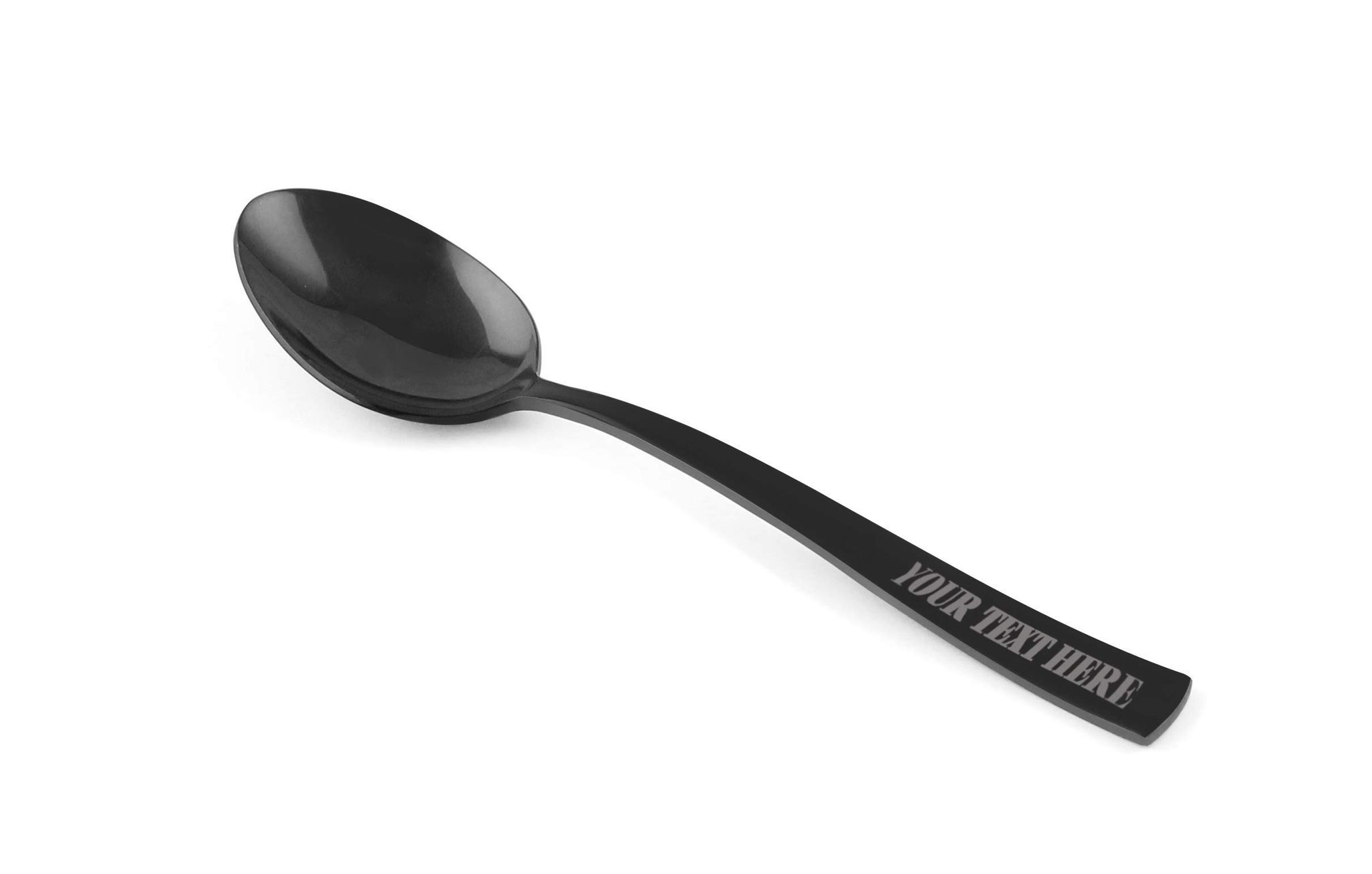 FnS Customized Black Volga Dinner Spoon 6 Pc Set with Gift Box Packaging (Text on Handle)
