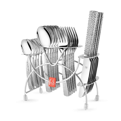 fnS Zest 24 Pcs Cutlery Set with Stainless Steel Stand Stand 6 Pc Dinner Spoons fnS Zest 24 Pcs Cutlery Set with Stainless Steel Stand Stand 6 Pc Dinner Spoons