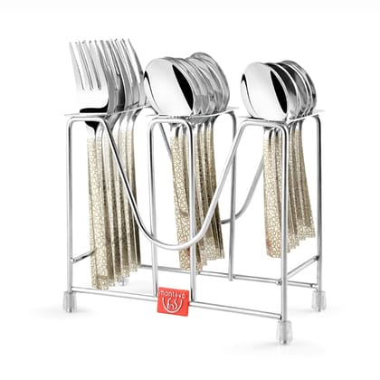 Montavo by FnS Pebble Premium Laser Engraved Cutlery Set of 18 Pcs with Hanging Stand (6 Dinner Spoons, 6 Dinner Forks & 6 Tea Spoons) Montavo by FnS Pebble Premium Laser Engraved Cutlery Set of 18 Pcs with Hanging Stand (6 Dinner Spoons, 6 Dinner Forks & 6 Tea Spoons)