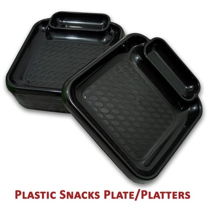 Inpro Stylish Plastic Plates in 12 Black Color for Serving Snacks / Kitchen crockery / pasta plate / Half plate-Plastic Snacks plates-stylish plates-small plate- plastic kitchen crockery or parties Set of 12 Black Snacks Plastic Plates (Set Of 12 Plates). Inpro Stylish Plastic Plates in 12 Black Color for Serving Snacks / Kitchen crockery / pasta plate / Half plate-Plastic Snacks plates-stylish plates-small plate- plastic kitchen crockery or parties Set of 12 Black Snacks Plastic Plates (Set Of 12 Plates).