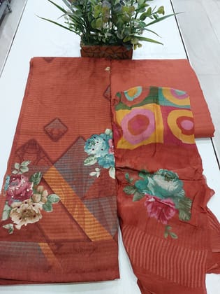 UNSTITCHED SUIT FABRIC MATERIAL (WOOL) FOR WOMEN - Rust Tone