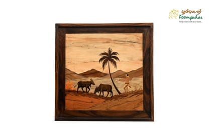 ROSEWOOD PANEL COW 18X18 INCHES