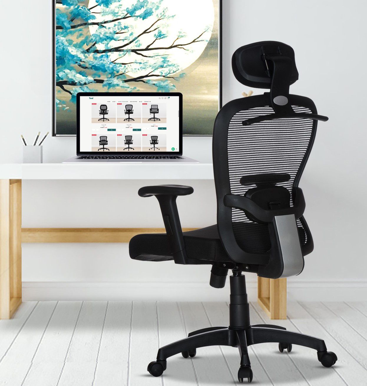 TEAL® Helicon HB Office Chair | 2 Years Warranty | Chair for Office Work at Home, Study Chair, Ergonomic High Back Chair, Adjustable Height Chair, Nylon Base, Black (1 Piece)