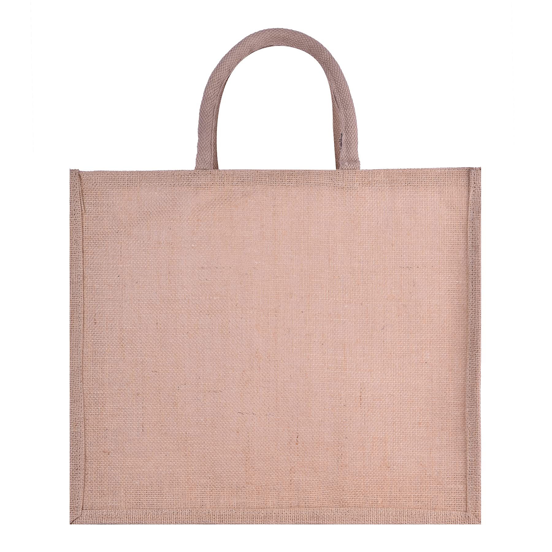 KAYCECAY Jute Big Shopper Bags with Reinforced Handles - Big Heavy Duty Bags | Designer Tote Bags | Shoppers Tote | Office Bags | Grocery Bags | Lunch Bags | Hand Bags | Jute Bags | Reusable Bags