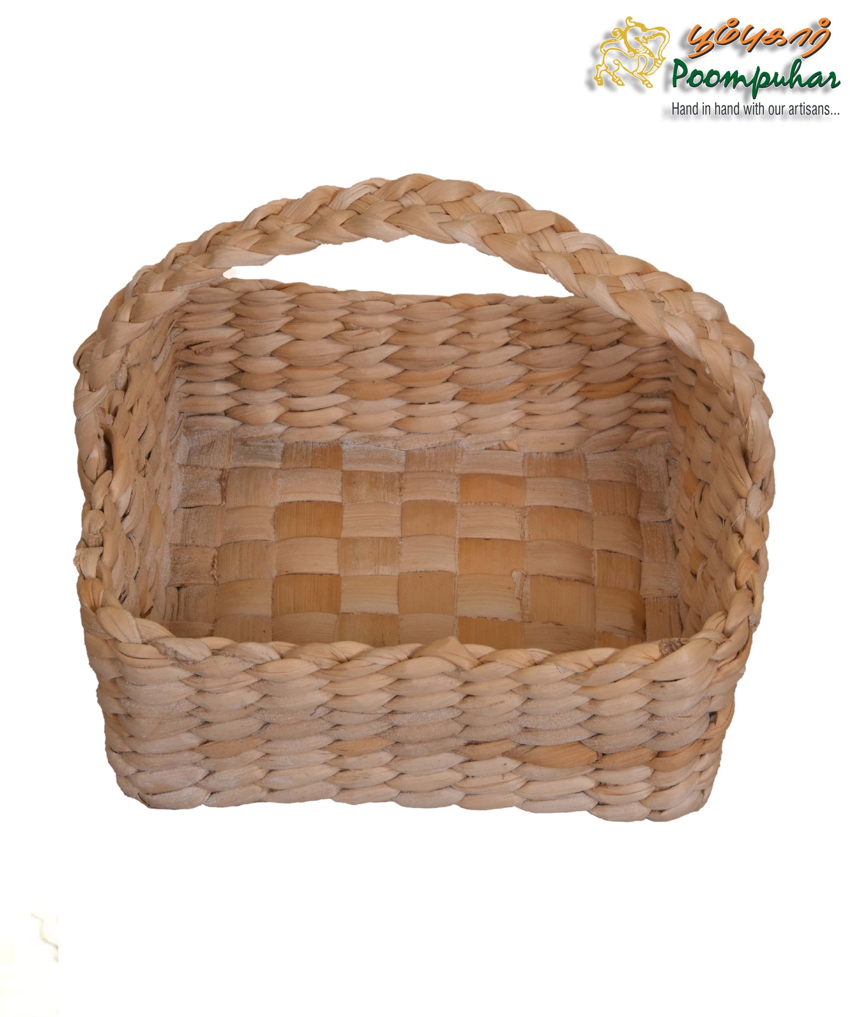 BANANA FIBER POOJA BASKAT SQUARE L-21CM,H-9CM