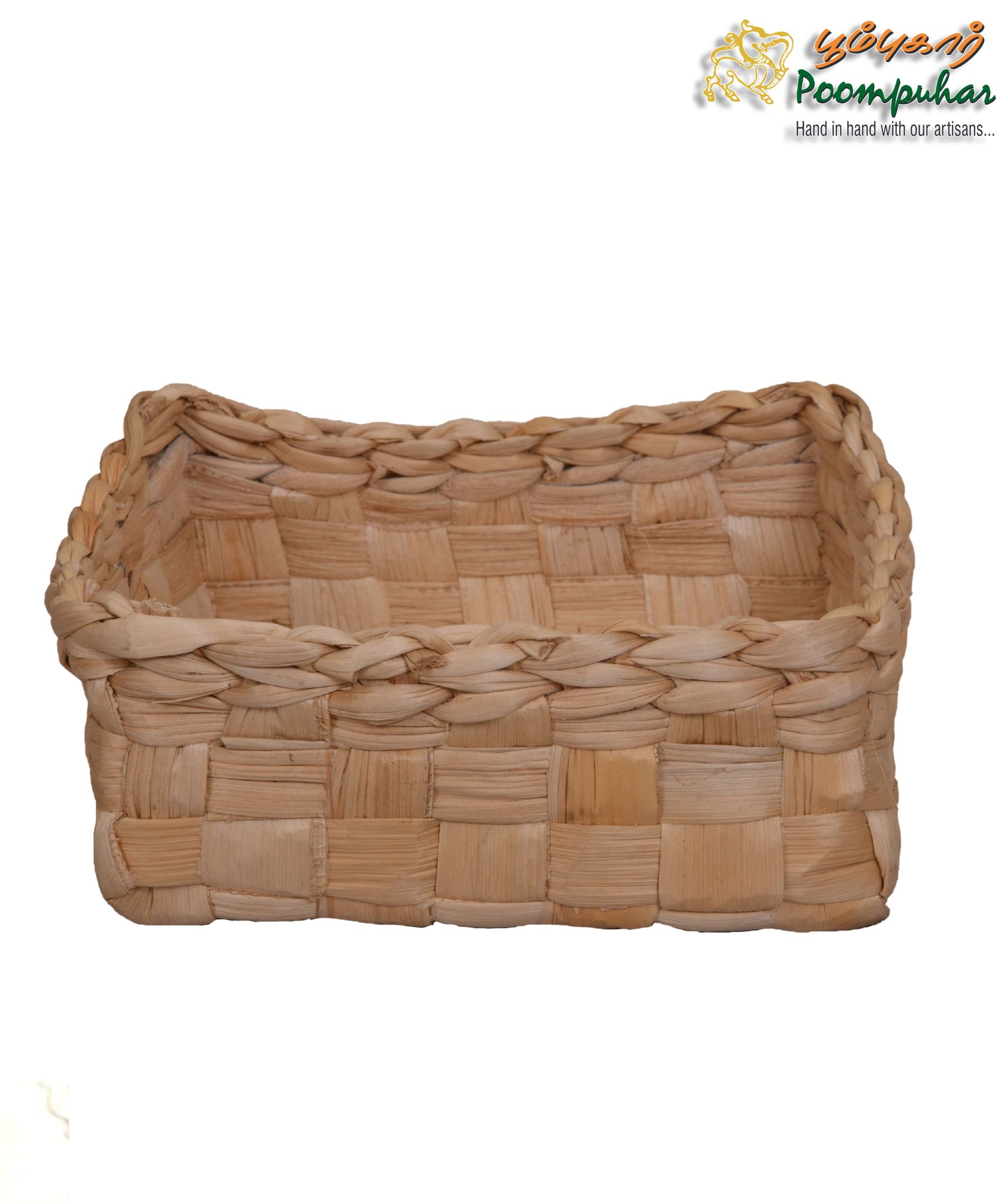 BANANA FIBER SQUARE BASKET  L-23CM,H-10CM