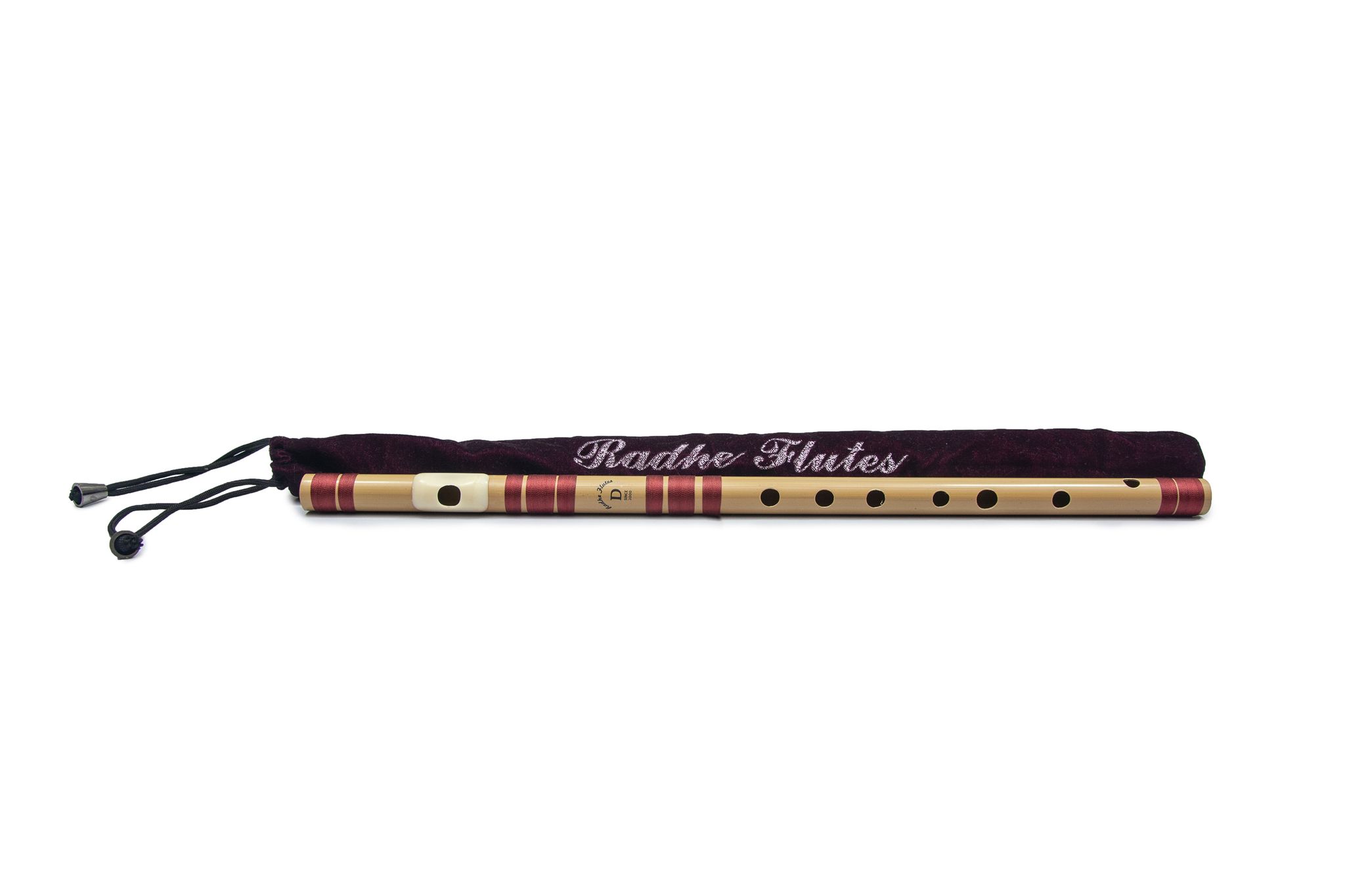 Radhe Flutes PVC Fiber D Natural Bansuri Middle Octave Left Handed With Velvet Cover