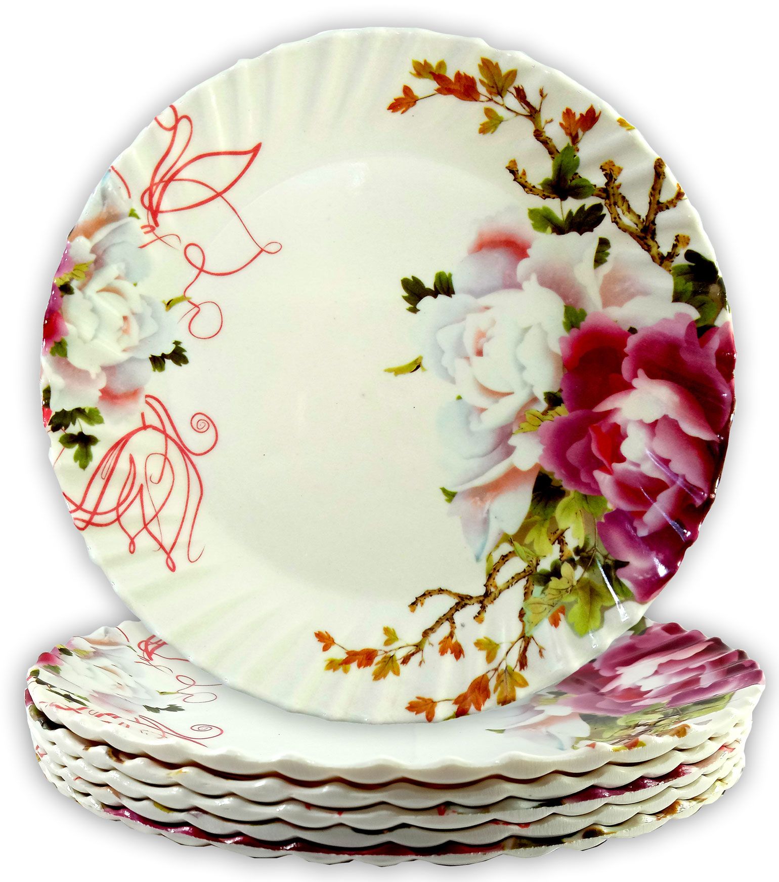Melamine Half Plates: Lightweight Melamine Round 8 Inch Snacks Plate / Half Plates / Dinner Plates / Stylish Plate / Kitchen crockery / Melamine dinnerware Plates(Pack Of 6)