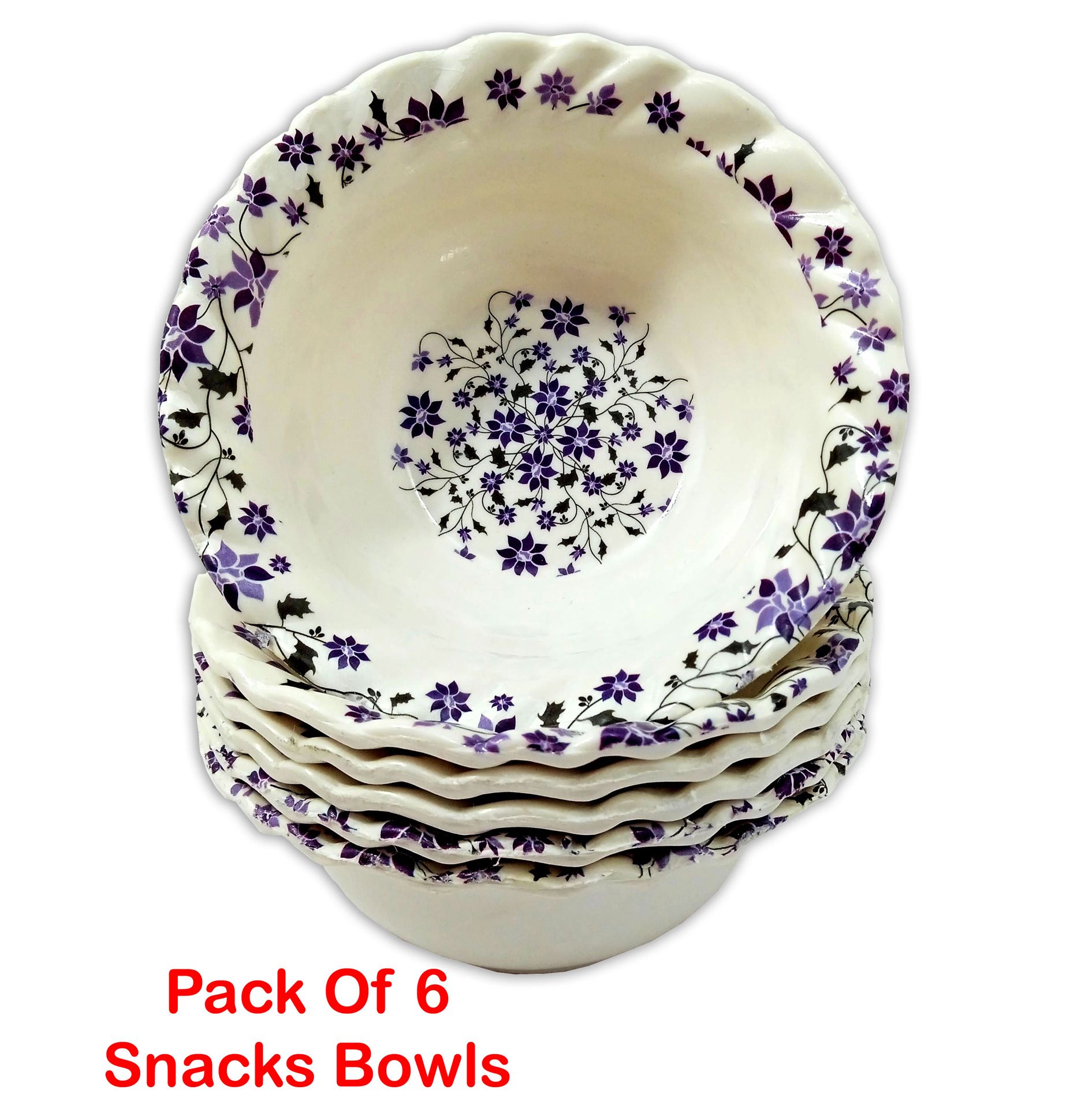 Inpro Stylish Melamine Small Snacks Bowls - Pack of 6 for Melamine Bowls for Snacks and Desserts | Durable Melamine Small Snack Bowls - Set of 6 for Everyday Use-Designer bowls
