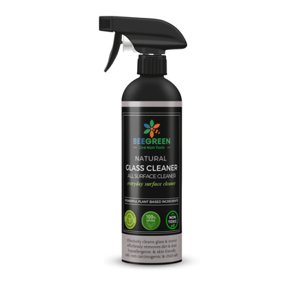 Beegreen All in One Glass Cleaner-500ml | All-in-one Cleaner| 100% Natural & Plant based Ingredients | Streak Free Cleaning | Non Toxic | Chemical Free | Alcohol & Sulphates Free | Family Safe
