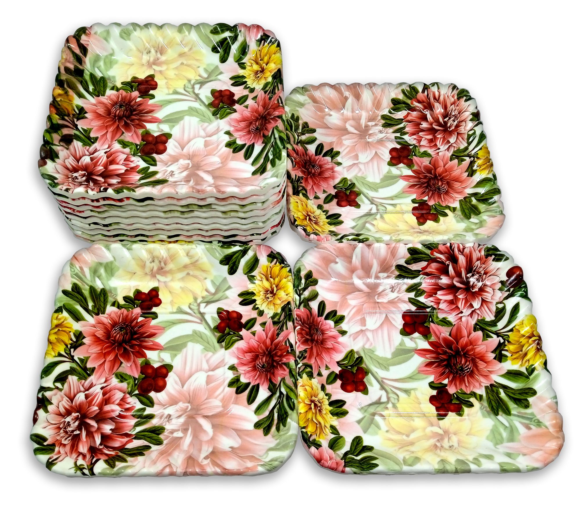 Melamine Small Snacks Plates: Lightweight Melamine Square Quarter Plate / Small Plates / Snacks Plates / Kitchen crockery / Lunch Plate / Melamine Plates / Plate Set of 12 (Small Snacks Plates)