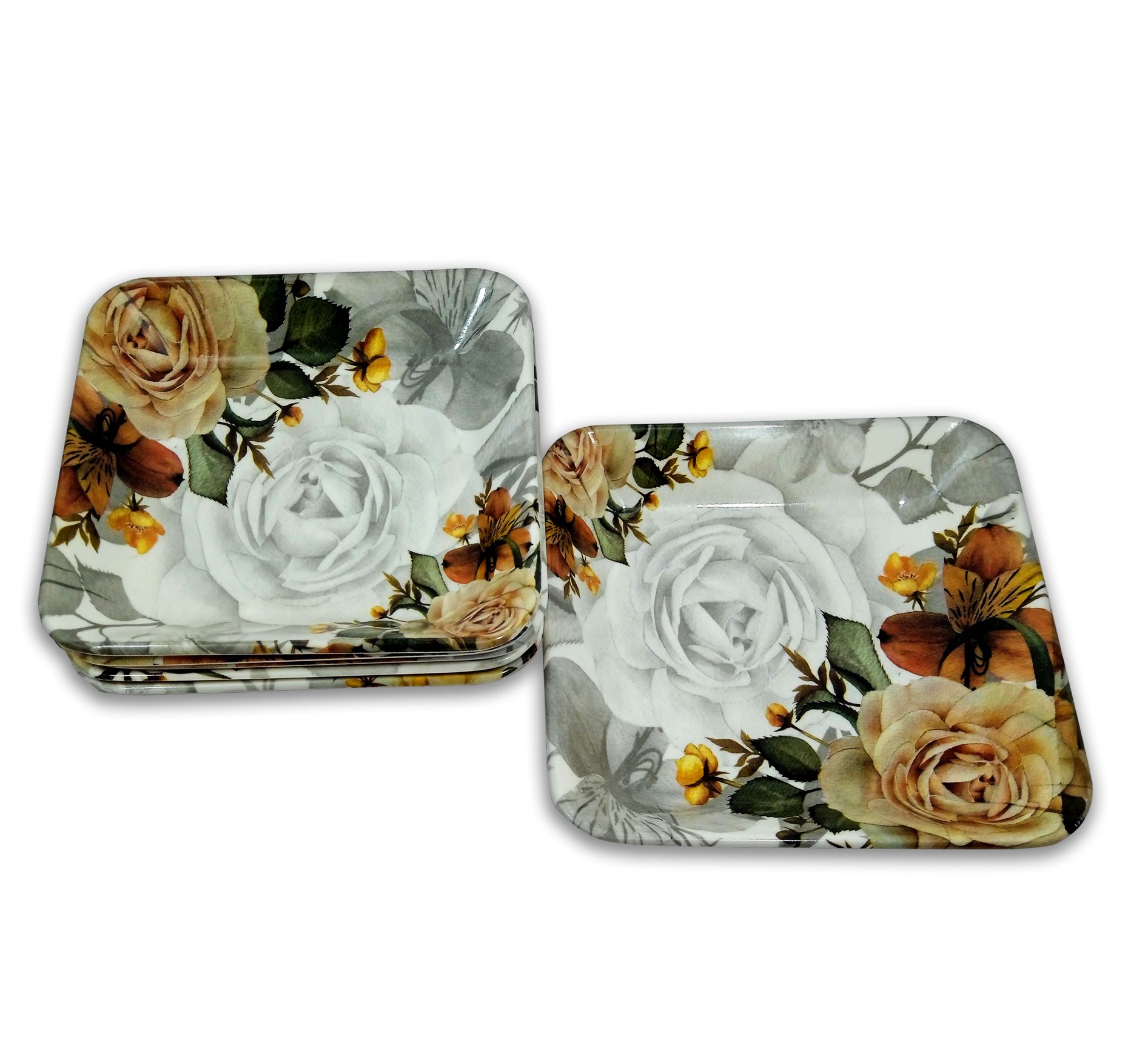 Melamine Snacks Plates: Lightweight Melamine Square Quarter Plate / Small Plates / Snacks Plates / Half Plates / Kitchen crockery / Melamine Plates / Plate Set of 6 (Small Snacks Plates)