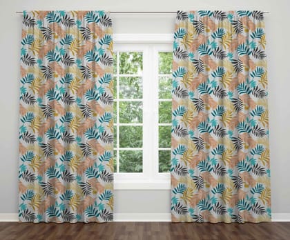 Falling Leaves Cotton 7 Feet Door Curtain (1 piece, 4ft width)