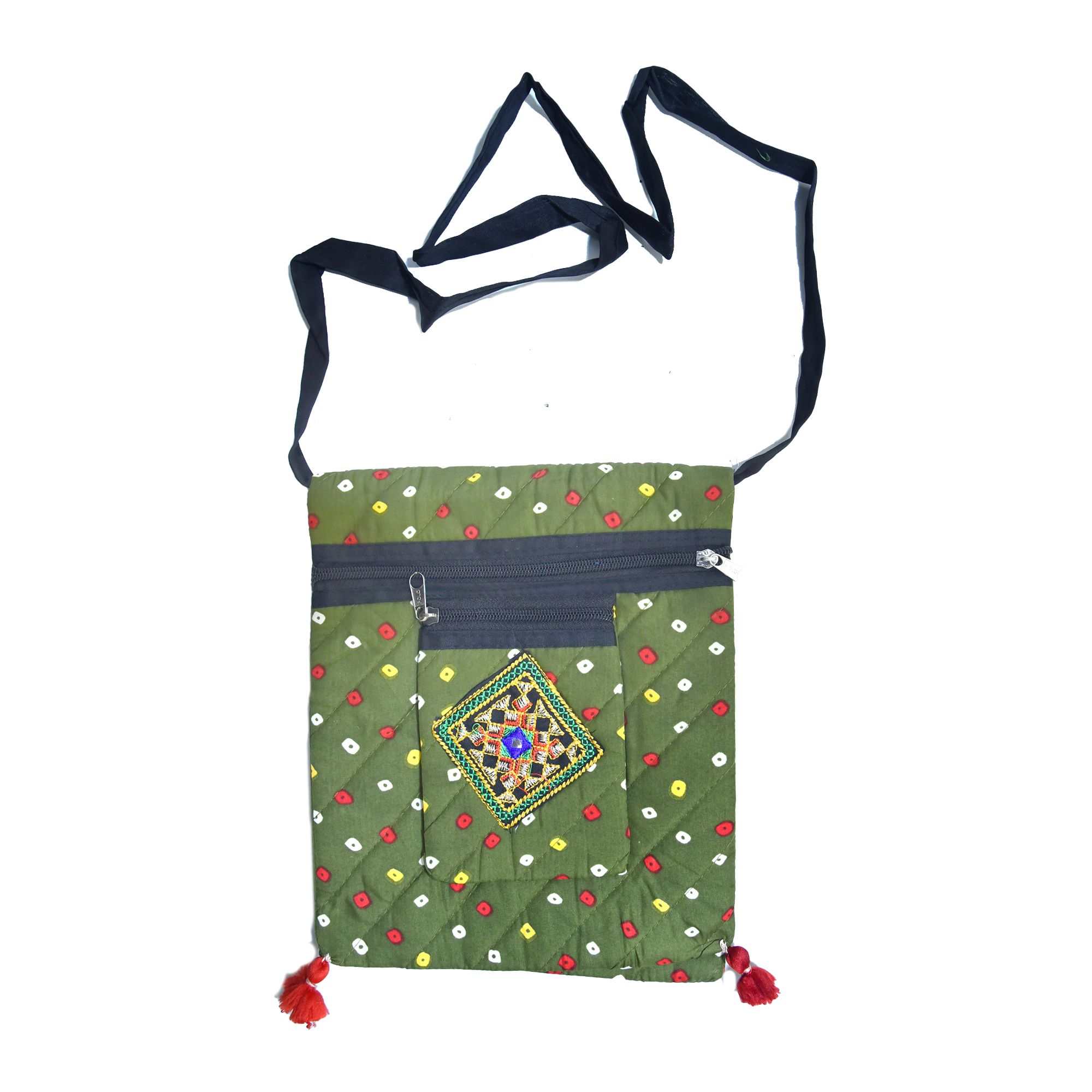 Tribes India Cotton & Sponge Green Purse