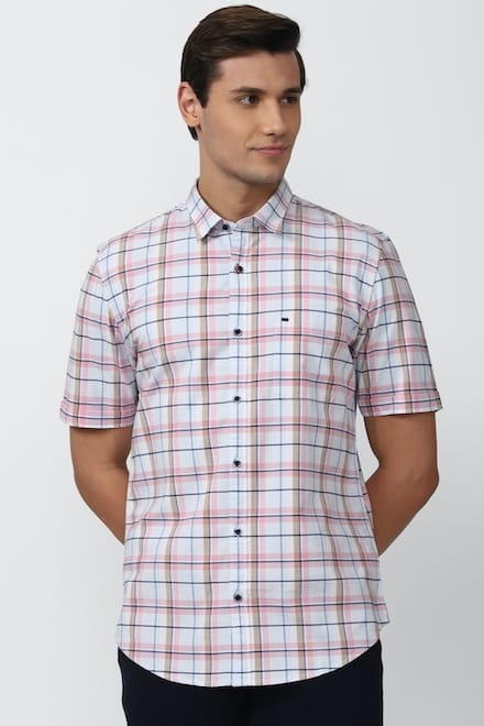 Men Multi Super Slim Fit Check Half Sleeves Casual Shirt