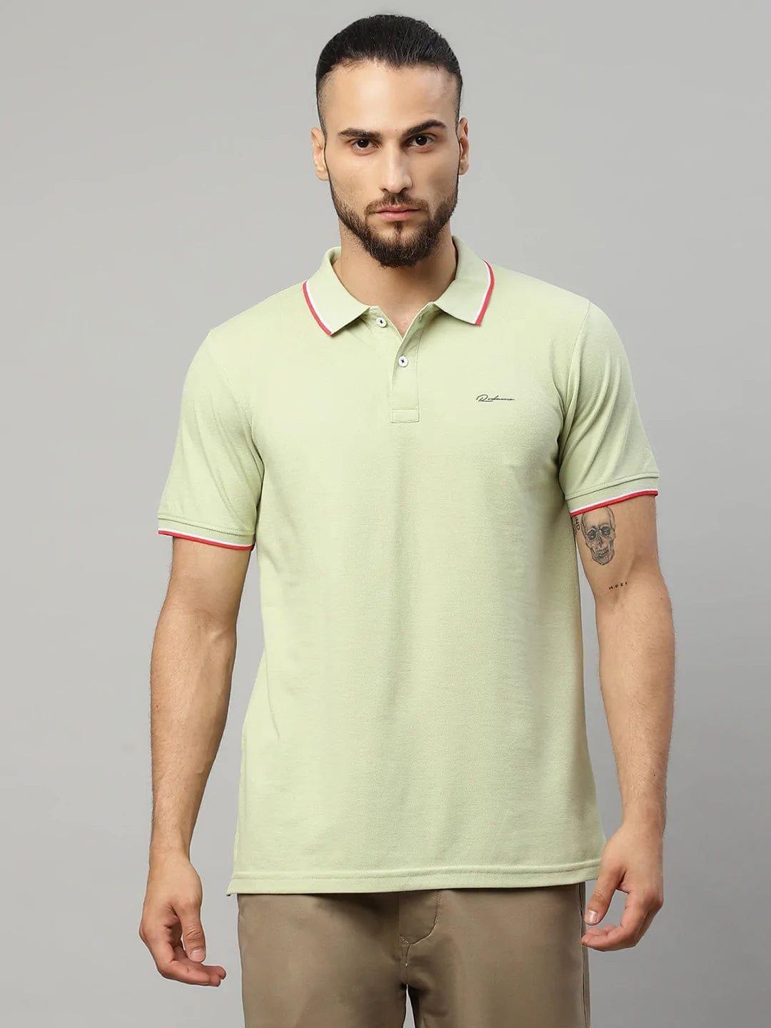 Rodamo  Men Green Polo Collar T-shirt