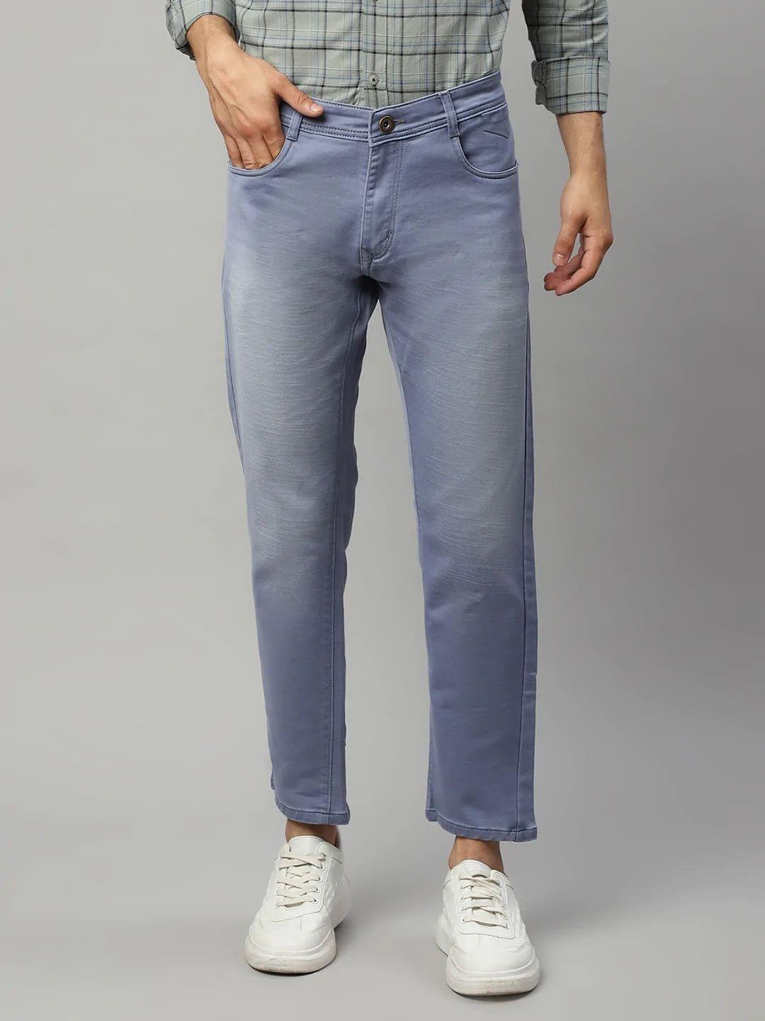 Rodamo  Men Blue Slim Fit Mildly Distressed Light Fade Stretchable Jeans