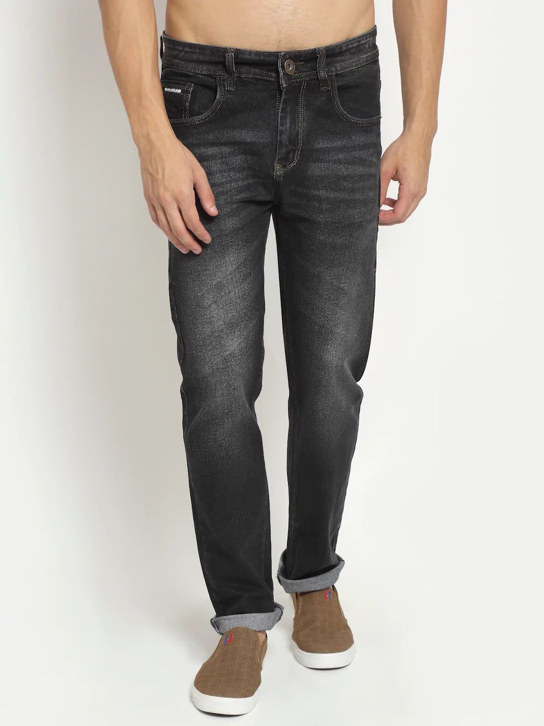 Rodamo  Men Black Light Fade Stretchable Jeans
