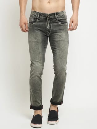 Rodamo  Men Green Slim Fit Heavy Fade Stretchable Jeans