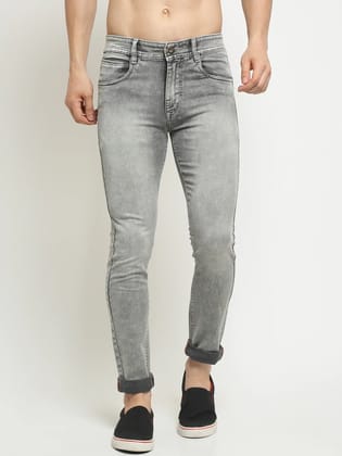 Rodamo  Men Grey Slim Fit Heavy Fade Stretchable Jeans