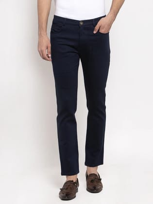 Rodamo  Men Navy Blue Slim Fit Mid-Rise Clean Look Stretchable Jeans