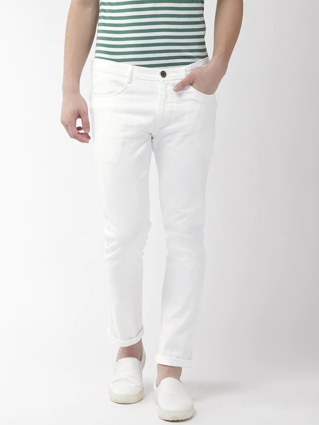 Rodamo  Men White Slim Fit Denims