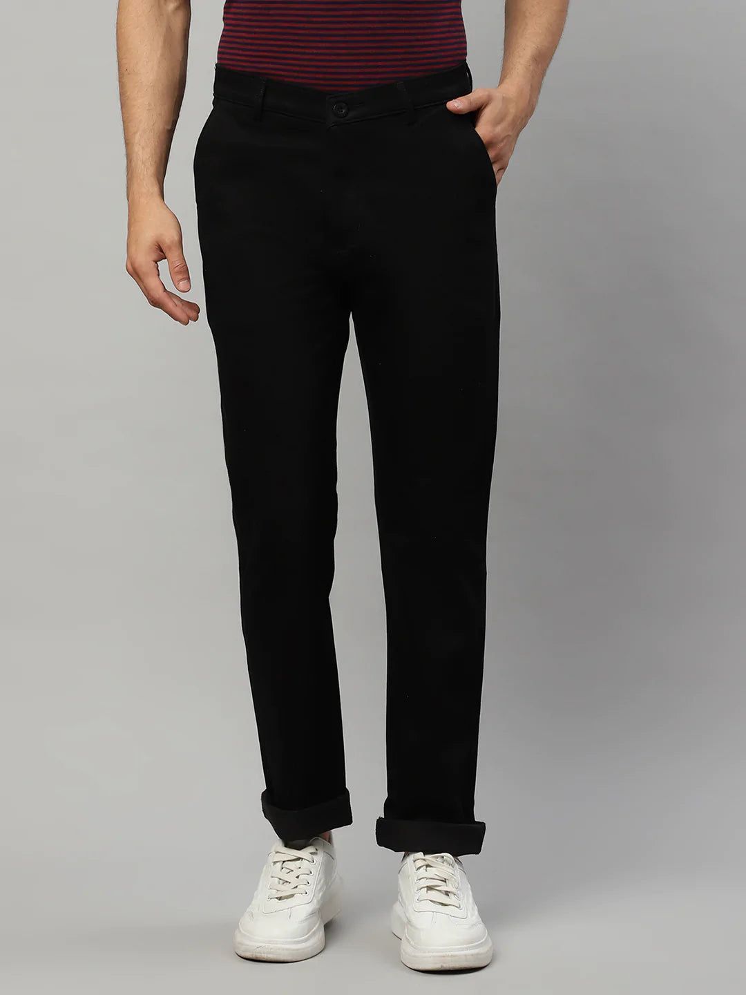 Rodamo  Men Black Slim Fit Trousers