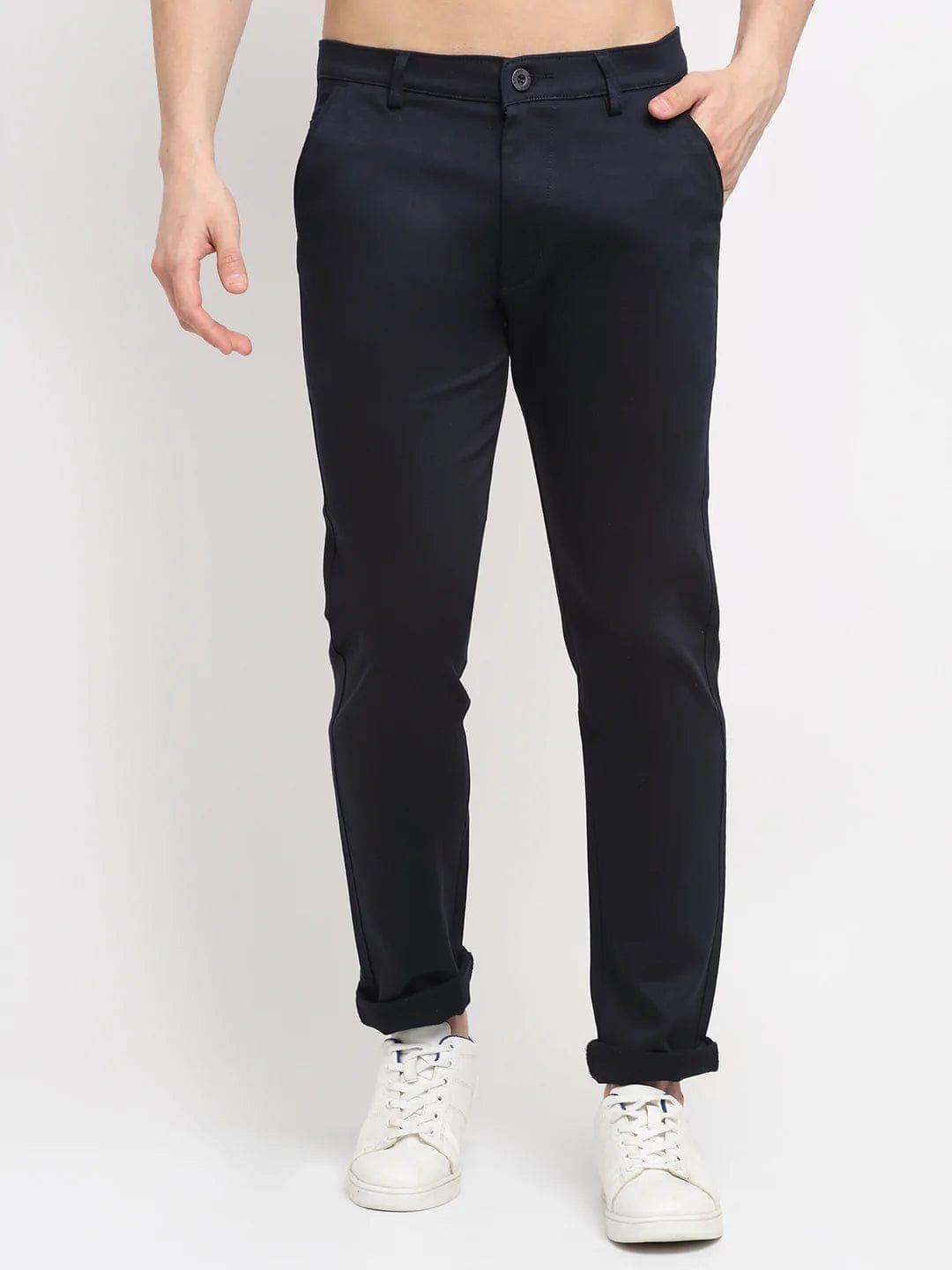Rodamo  Men Navy Blue Slim Fit Chinos Trousers