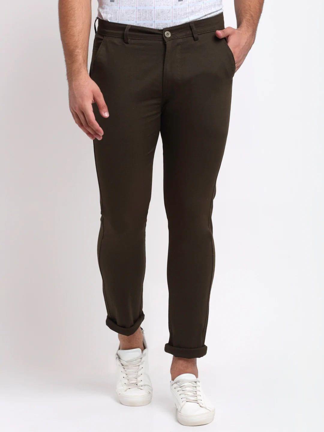 Rodamo  Men Khaki Slim Fit Chinos Trousers