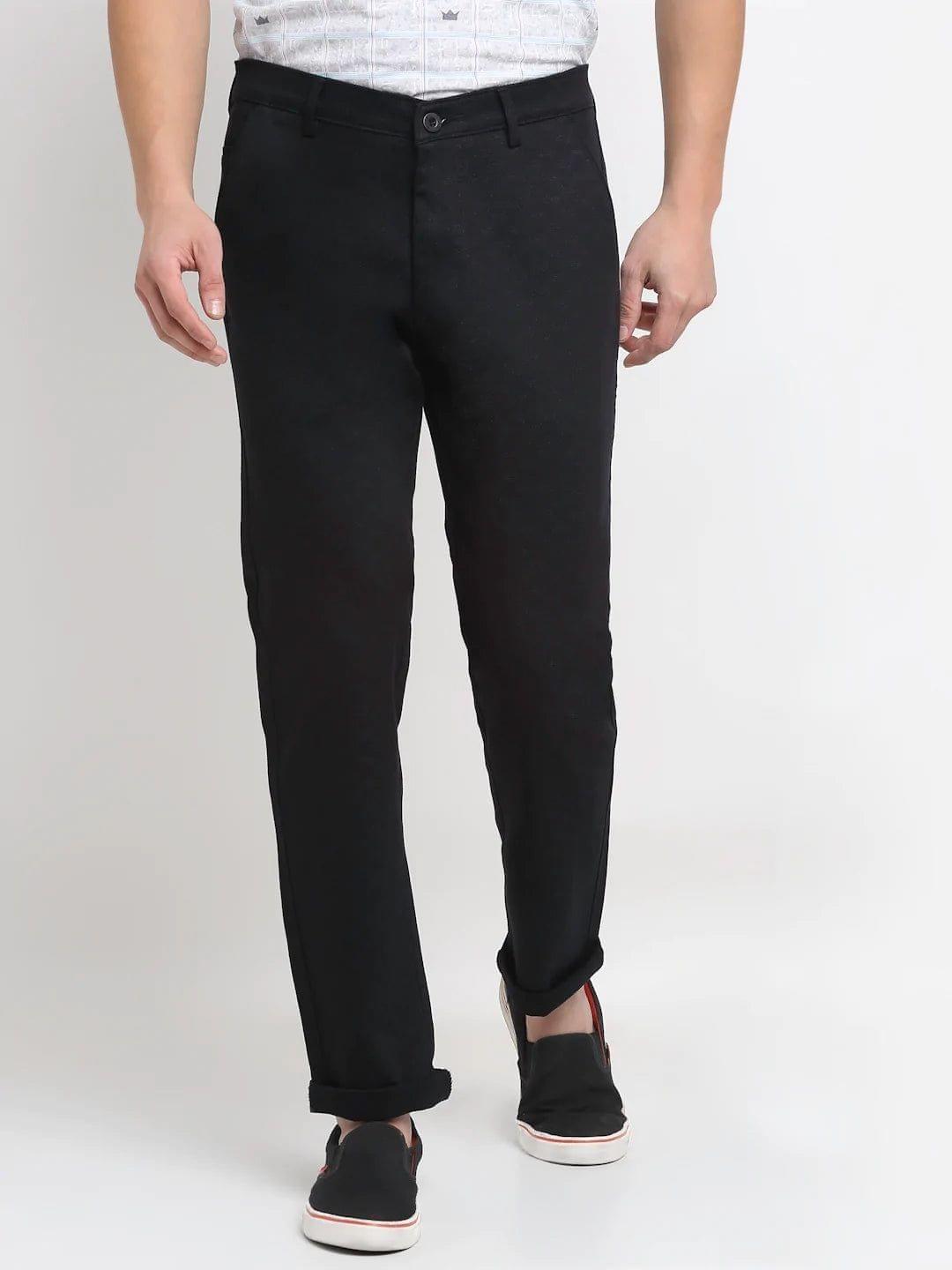 Rodamo  Men Navy Blue Textured Chinos Trousers