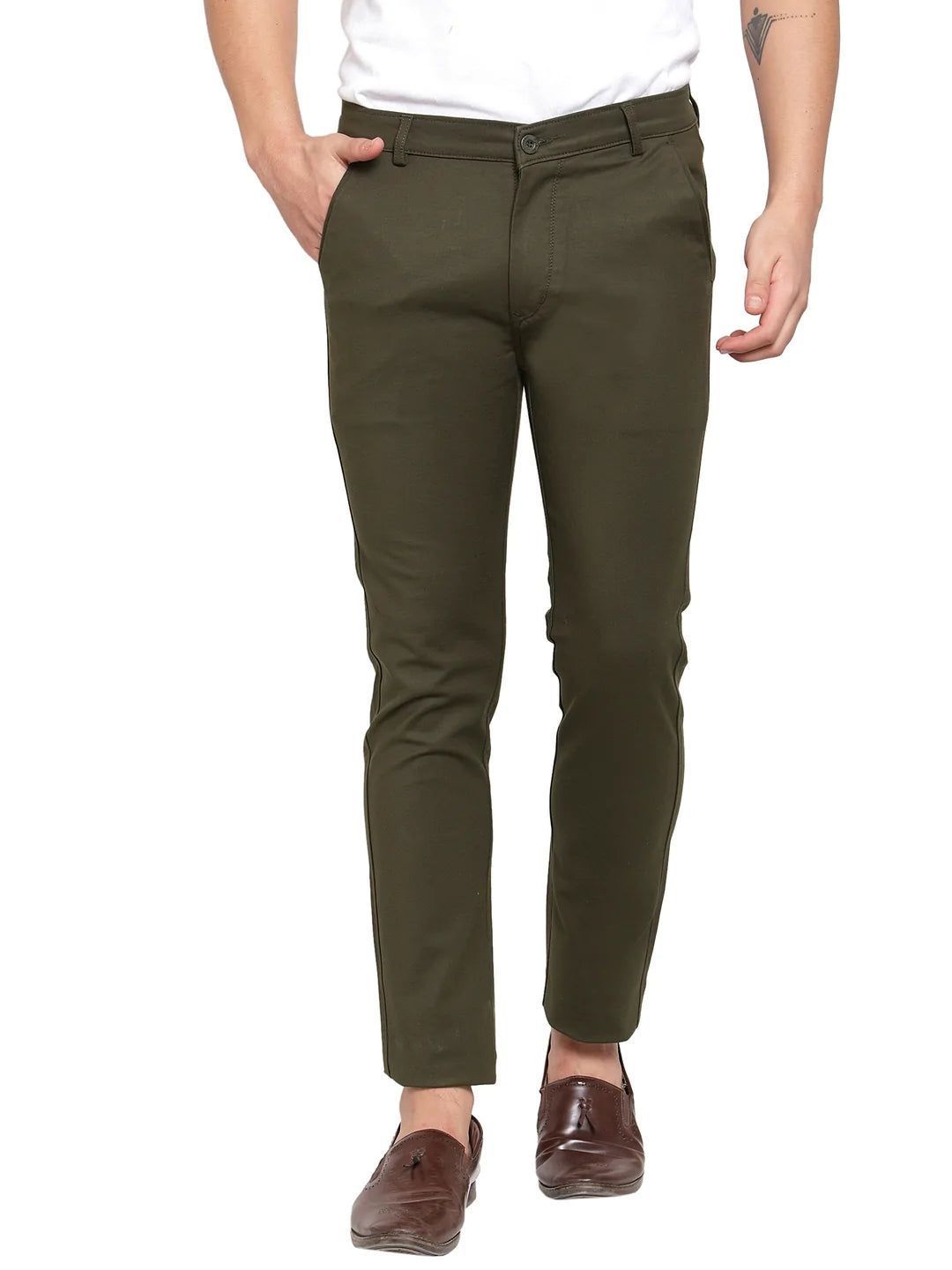 Rodamo  Men Green Slim Fit Trousers