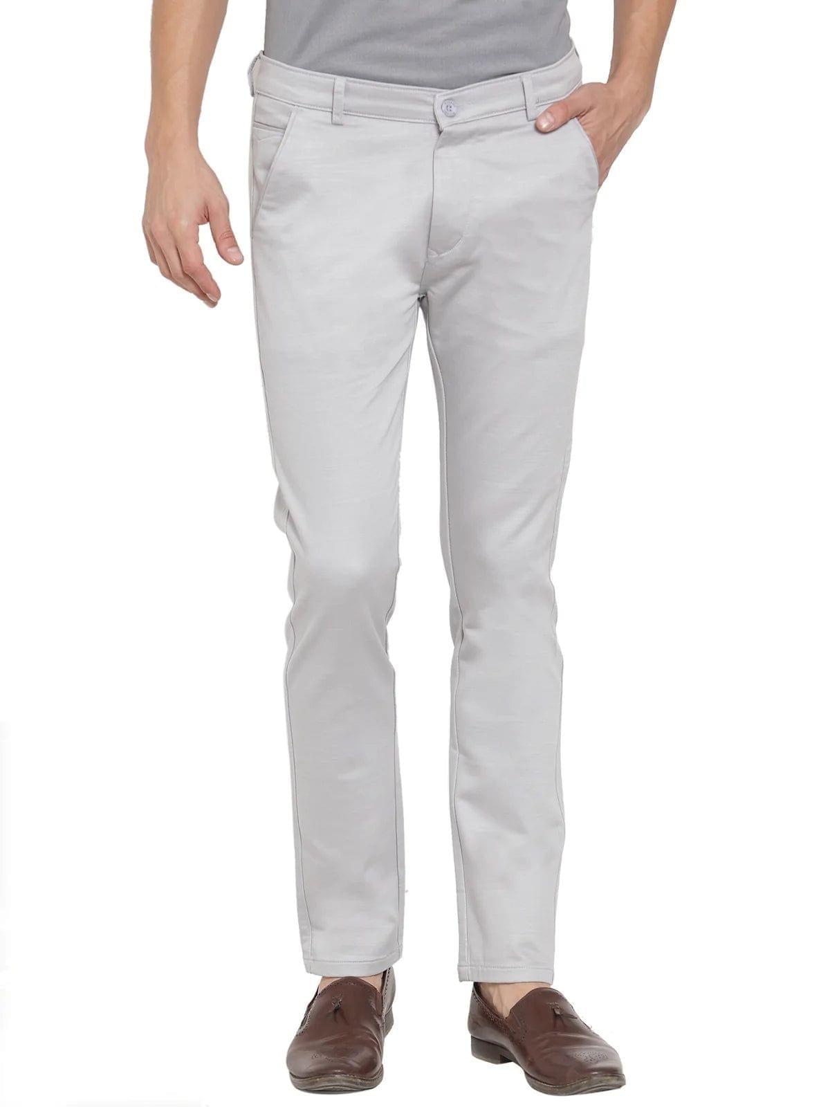 Rodamo  Men Grey Slim Fit Solid Regular Trousers