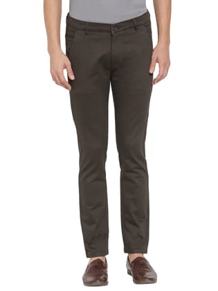 Rodamo  Men Green Slim Fit Solid Regular Trousers