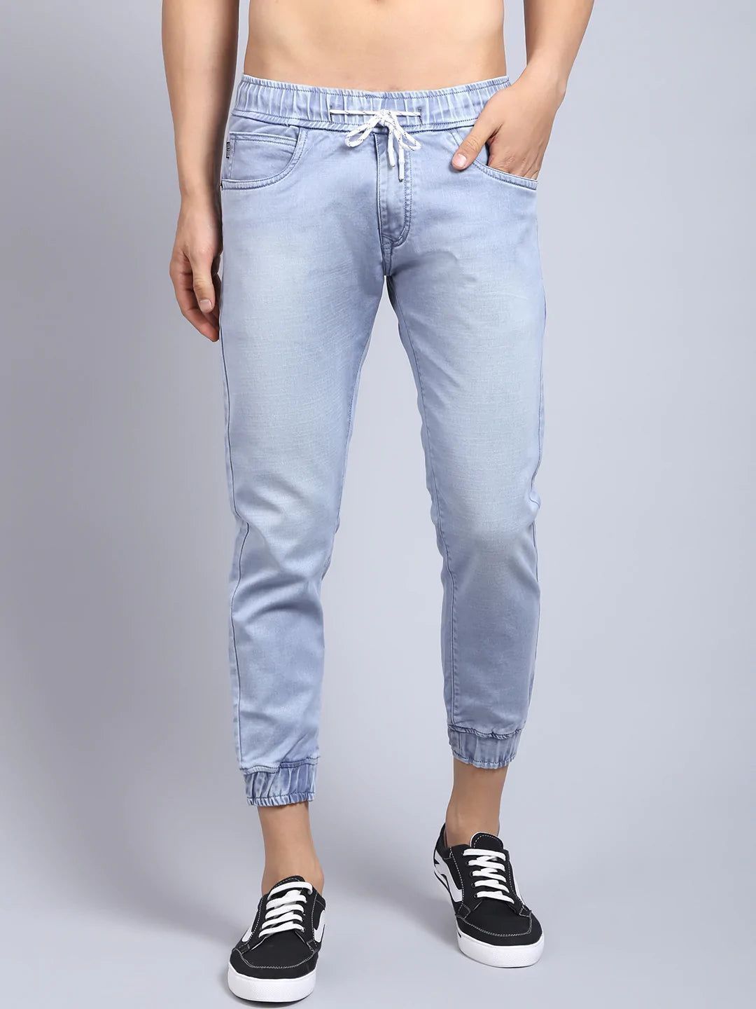 Rodamo  Men Blue Jogger Heavy Fade Stretchable Jeans