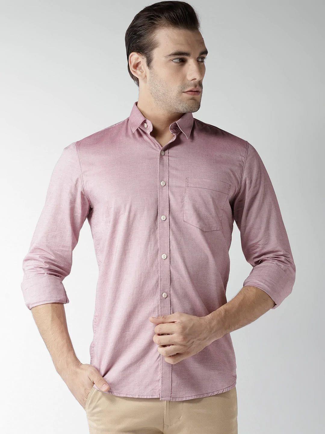 Rodamo  Men Mauve Slim Fit Solid Casual Shirt