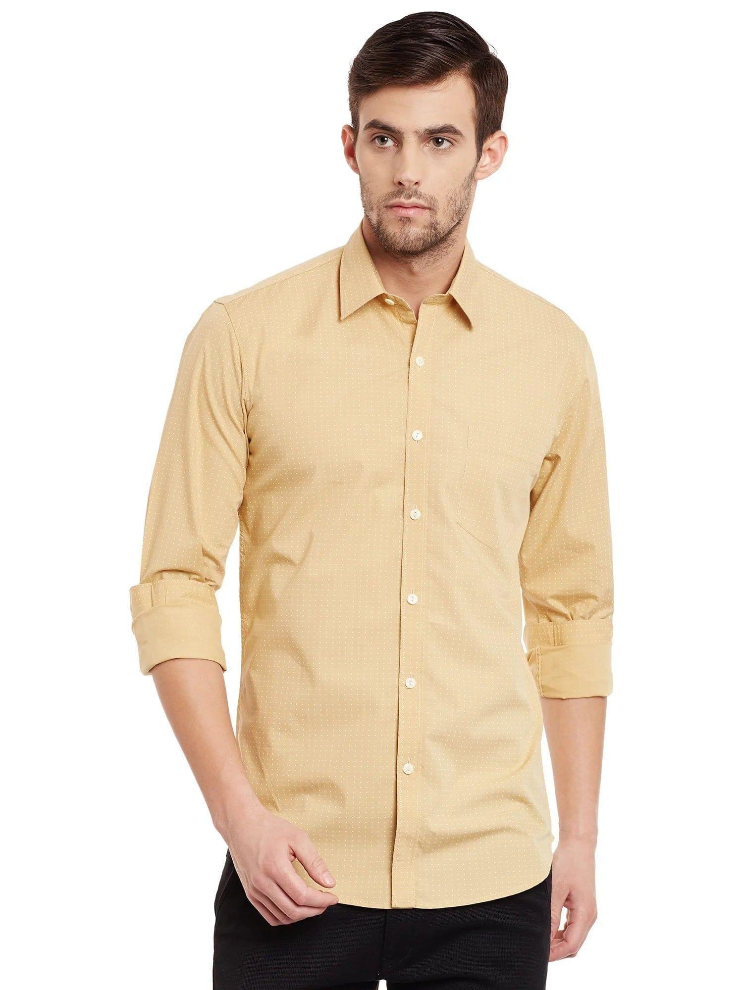 Rodamo  Men Khaki Slim Fit Shirts